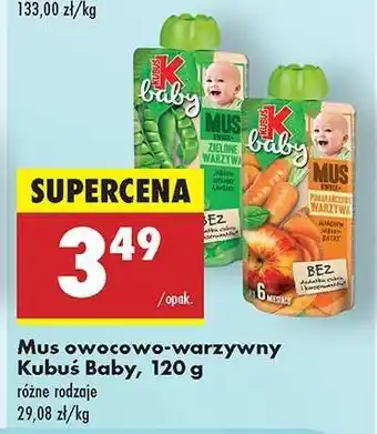 Biedronka Mus owocowo-warzywny Kubuś Baby, 120 g oferta