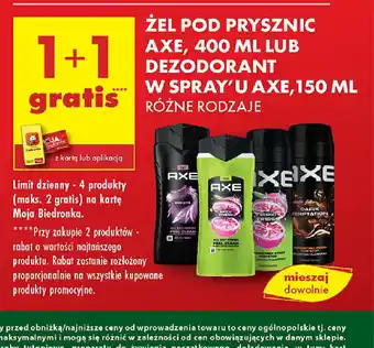 Biedronka Zel pod prysznic Axe, 400 ml lub dezodorant w spray'u Axe, 150 ml oferta