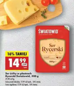 Biedronka Ser żółty w plastrach Rycerski Światowid, 500 g oferta