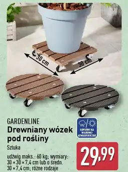 ALDI GARDENLINE Drewniany wózek pod rośliny oferta