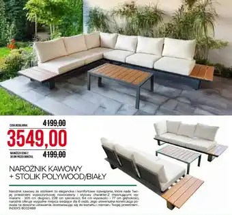 Abra Narożnik kawowy + stolik polywood/biały oferta