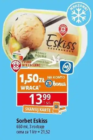 E.Leclerc Sorbet gruszkowy Wiodąca Marka Eskiss oferta