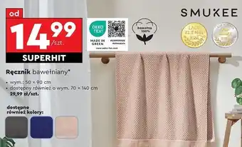 Biedronka Ręcznik bawełniany 70 x 140 cm Smukee oferta