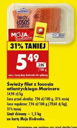 Biedronka Łosoś atlantycki świeży filet Marinero oferta