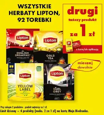 Biedronka Herbata Lipton 92 torebki oferta