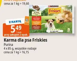E.Leclerc Karma dla psa wołowina kurczak i jagnięcina w sosie Purina Friskies oferta