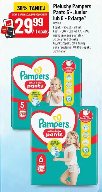 Polomarket Pieluchy Pampers Pants 5Junior lub 6Exlarge oferta