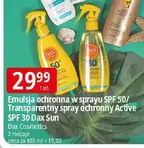 E.Leclerc Transparentny spray do opalania spf30+ active wysoko wodoodporny Dax Sun oferta