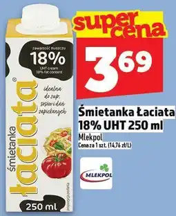 Topaz Śmietanka Łaciata 18% UHT 250ml Mlekpol oferta