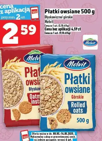 Topaz Płatki owsiane 500 g Melvit oferta