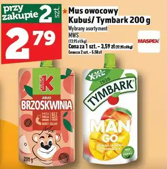 Topaz Mus owocowy Kubuś jabłko brzoskwinia 200g oferta