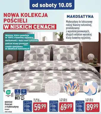 ALDI Komplet pościeli z makosatyny bawełny bio 200 x 220 cm + 2x 70 80 Novitesse oferta