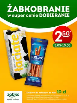 Żabka Mleko łaciate UHT 2% Mlekpol / Kabanosy Berlinki Classic Animex oferta