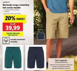 Lidl Bermudy cargo z bawełny lub szorty męskie oferta