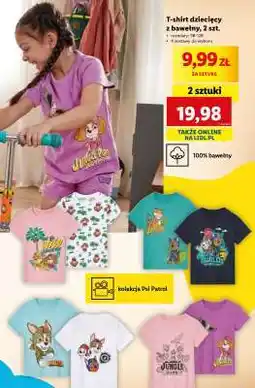 Lidl T-shirt dziecięcy z bawełny, 2 szt oferta