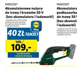 Lidl PARKSIDE Akumulatorowe nożyce do trawy i krzewów 20 V (bez akumulatora i ładowarki) oferta