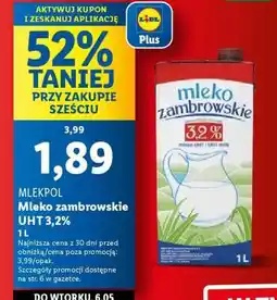 Lidl Mleko zambrowskie UHT 3,2% 1L oferta