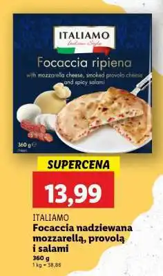 Lidl ITALIAMO Focaccia nadziewana mozzarellą, provolą i salami oferta