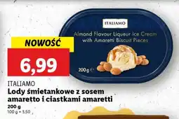Lidl ITALIAMO Lody śmietankowe z sosem amaretto i ciastkami amaretti oferta