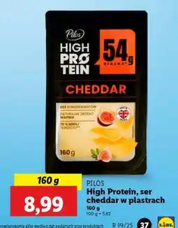 Lidl PILOS High Protein, ser cheddar w plastrach oferta