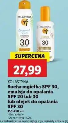 Lidl KOLASTYNA Sucha mgiełka SPF 30, emulsja do opalania SPF 20 lub 30 lub olejek do opalania SPF 30 oferta