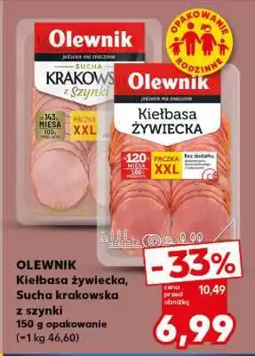 Kaufland OLEWNIK Kiełbasa żywiecka, Sucha krakowska z szynki oferta