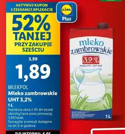 Lidl Mleko 3.2% Mlekpol zambrowskie oferta