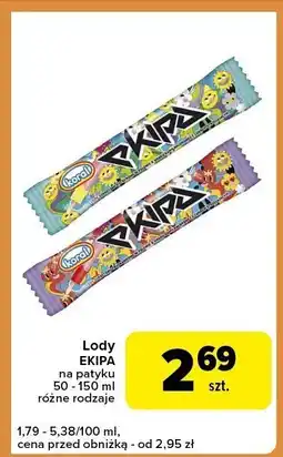 Carrefour Express Lody EKIPA na patyku różne rodzaje oferta