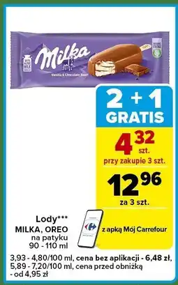 Carrefour Express Lody MILKA, OREO na patyku 90-110 ml oferta
