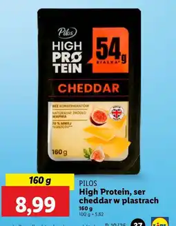 Lidl Ser cheddar plastry PILOS HIGH PROTEIN oferta