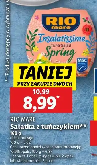 Lidl Sałatka z tuńczykiem spring Rio mare insalatissime oferta