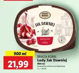 Lidl Lody śmietankowe z wiśniami i sosem wiśniowym Bracia koral lody jak dawniej oferta