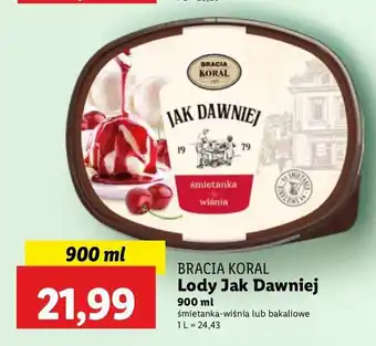 Lidl Lody śmietankowe z wiśniami i sosem wiśniowym Bracia koral lody jak dawniej oferta