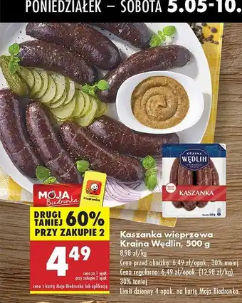 Biedronka Kaszanka wieprzowa Kraina wędlin oferta