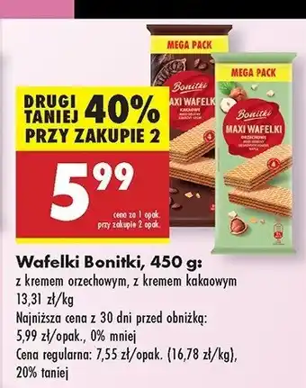 Biedronka Wafelki tasso z kremem kakaowym Bonitki oferta