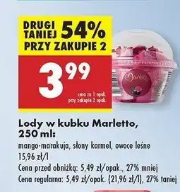 Biedronka Lody w kubku słony karmel Marletto oferta