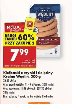 Biedronka Kiełbaski z szynki i cielęciny Kraina wędlin oferta