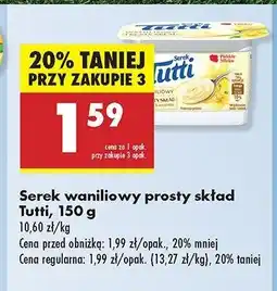 Biedronka Serek waniliowy prosty skład Tutti oferta
