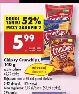 Biedronka Chipsy ser-cebula Crunchips x-cut Crunchips lorenz oferta