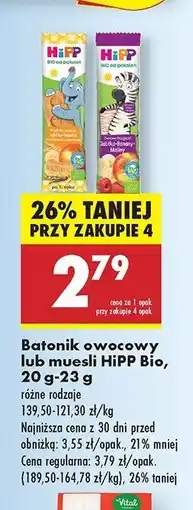 Biedronka Batonik zbożowy z jabłkiem i brzoskwinią Hipp oferta