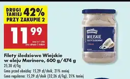 Biedronka Filety śledziowe wiejskie w oleju Marinero oferta