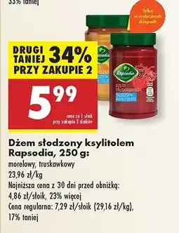 Biedronka Dżem słodzony ksylitolem truskawkowy Rapsodia oferta