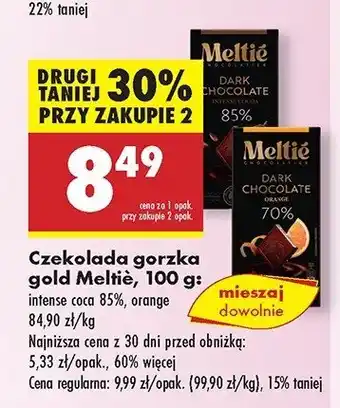 Biedronka Czekolada gorzka 70 % z pomarańczami Meltie oferta