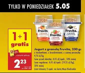 Biedronka Jogurt z porzeczkami z granolą Fruvita oferta