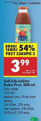Biedronka Nektar jabłko i truskawka Bobo frut oferta