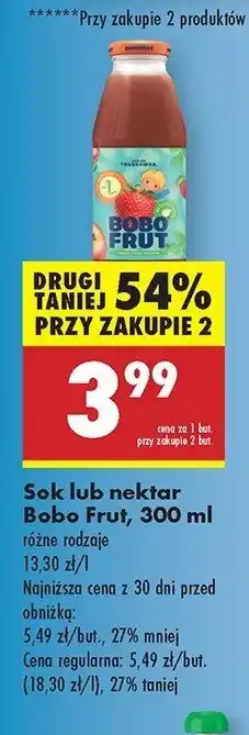 Biedronka Nektar jabłko i truskawka Bobo frut oferta