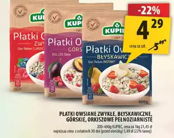 Arhelan Płatki owsiane zwykłe, błyskawiczne, górskie, orkiszowe pełnoziarniste 200-400g Kupiec oferta