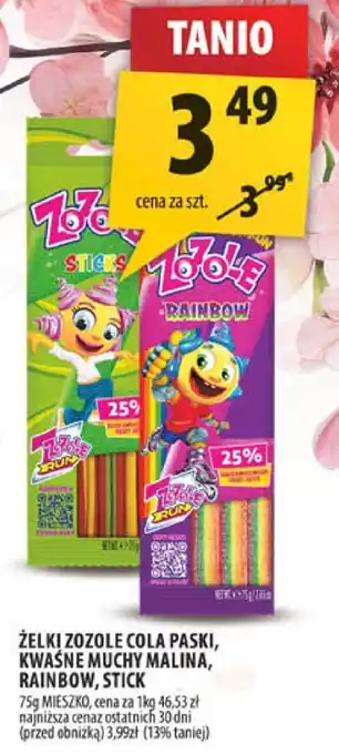 Arhelan Żelki Zozole cola paski, kwaśne muchy malina, rainbow, śliwka oferta