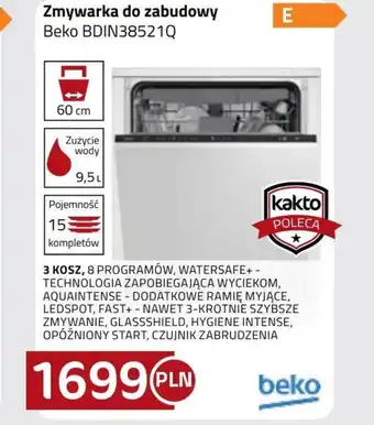 Kakto Zmywarka do zabudowy Beko oferta