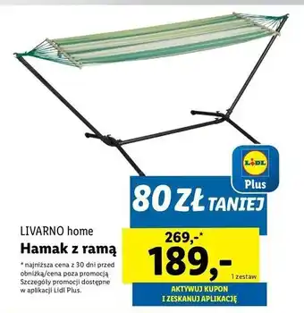 Lidl Hamak z ramą 100 x cm Livarno Home oferta